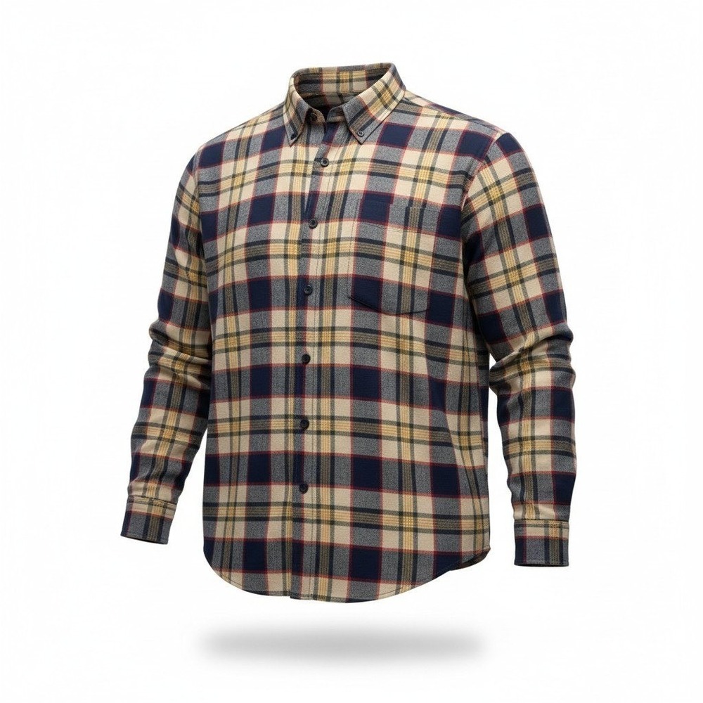 Roundtree & Yorke Portuguese Flannel Shirt Men 3XB Navy Plaid Button Down